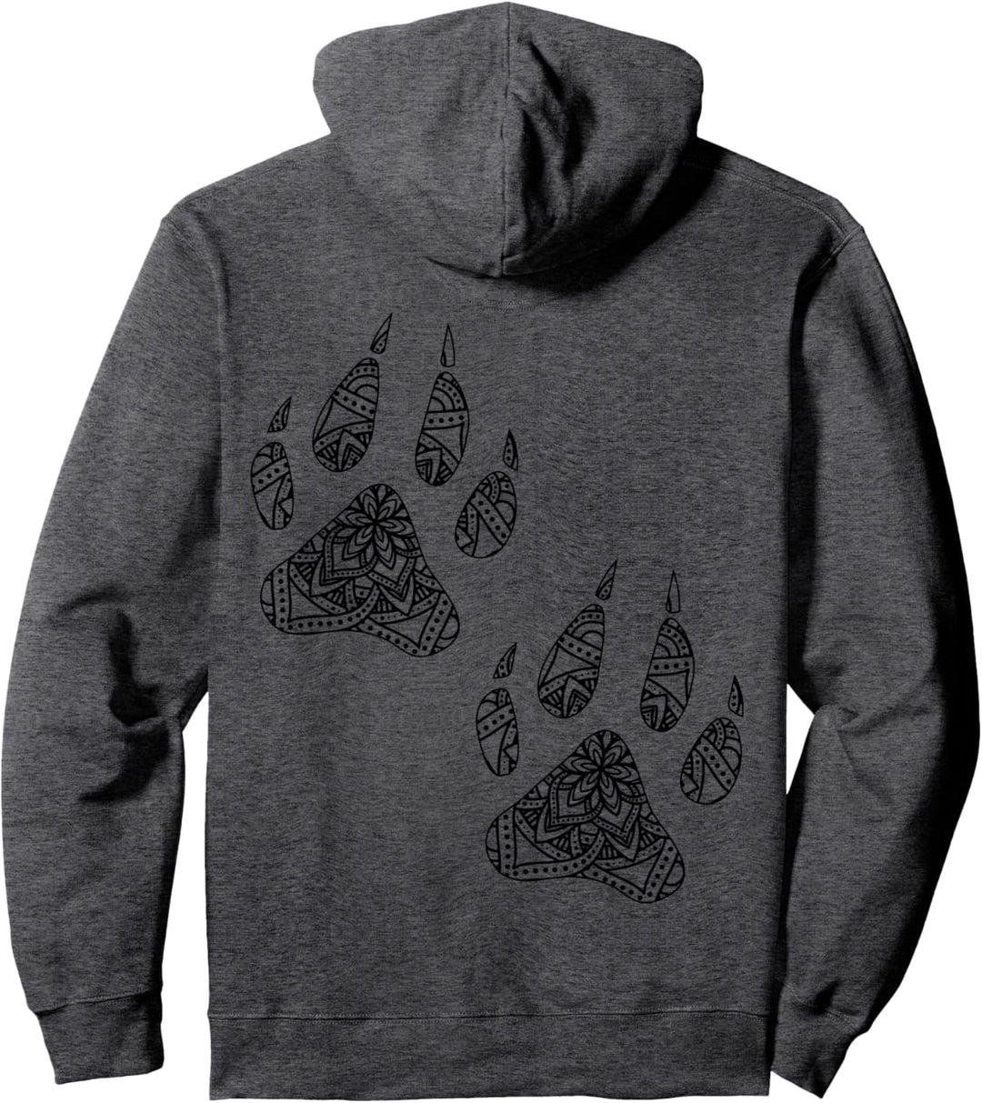 Wolf Dog Paws Mandala Design 1 - Fan Fun Pullover Hoodie