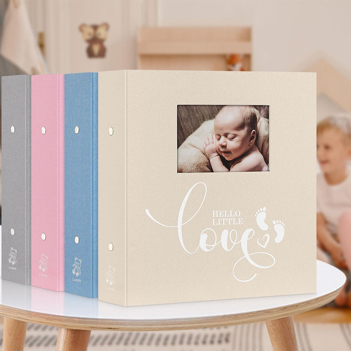 Lanpn Baby-Fotoalbum, 10,2 x 15,2 cm, 600 Taschen, Leineneinband, Neugeborenes Bebe Erinnerungsbuch,