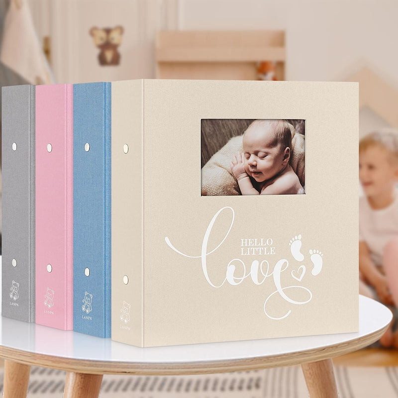Lanpn Baby Fotoalbum 10x15 600 Fotos, Leinen Fotoalbum Einsteckalbum Babyalbum, Grosses Einstecken E