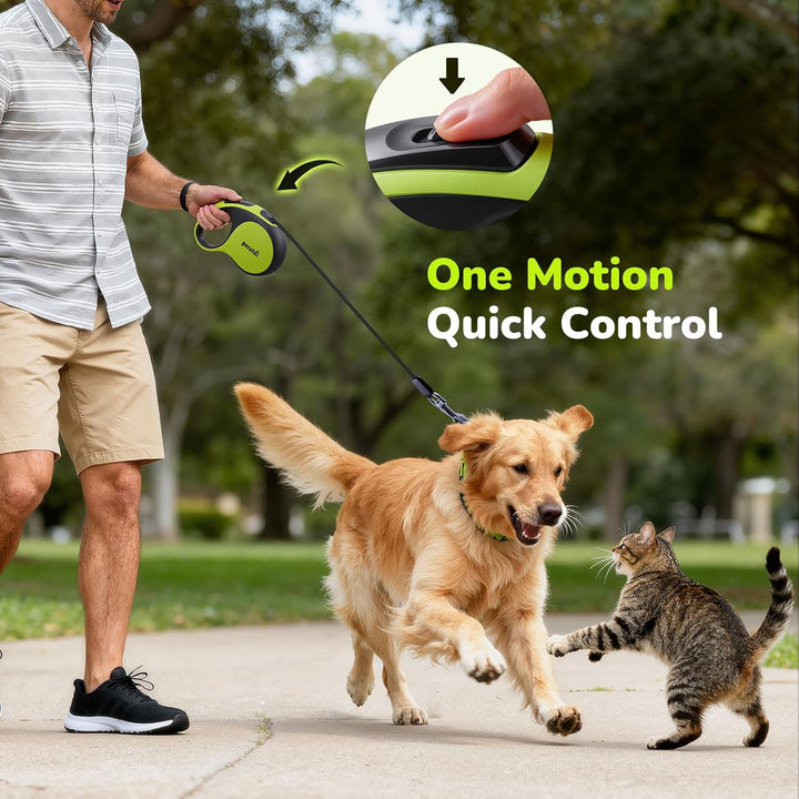 Pecute Hundeleine 5m, Verbesserte Kausichere Rollleine für Hunde, EIN-Knopf-Steuerung & Verwicklungs