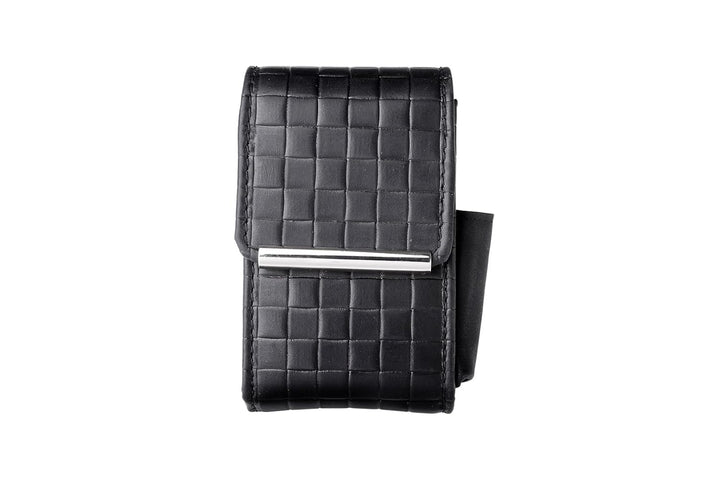 Packungsetui Flowerprint Leder Schwarz für normale Zigarettenschachteln Gr. L und 100 er (Kingsize)