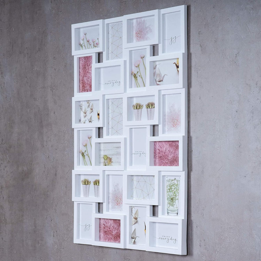 levandeo XXL Bilderrahmen Weiss für 24 Fotos 10x15 cm - trendige Fotogalerie Fotocollage Fotorahmen