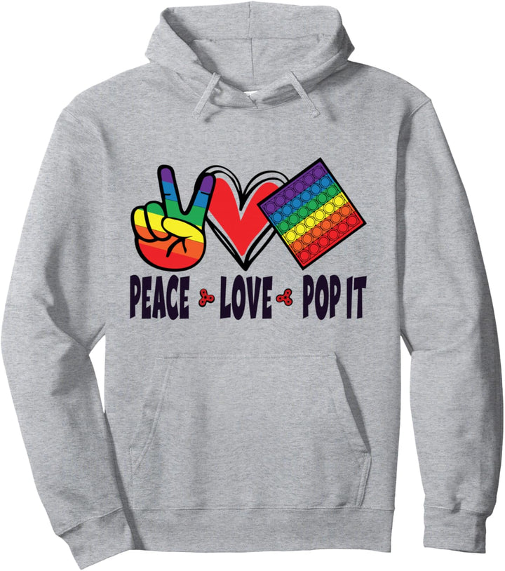 Peace Love Pop It Bunte Regenbogen Kinder Pullover Hoodie