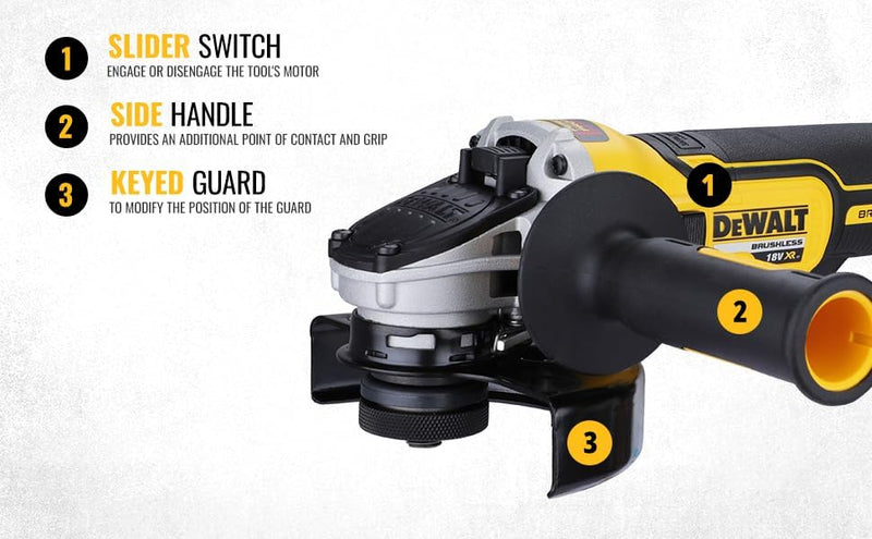 Dewalt Winkelschleifer, DCG405N, 18 V, XR, Bürstenlos, 125 mm (nur Korpus) Abgewinkelt, Abgewinkelt