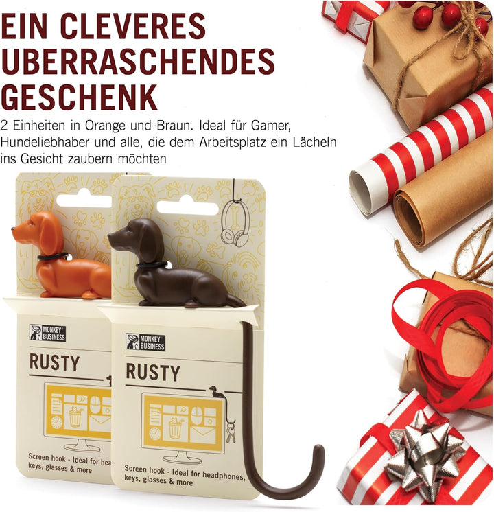 Monkey Business Rusty der Hundeschwanz-Haken für Monitor, Kopfhörerhalter & Organizer, dekorativer K