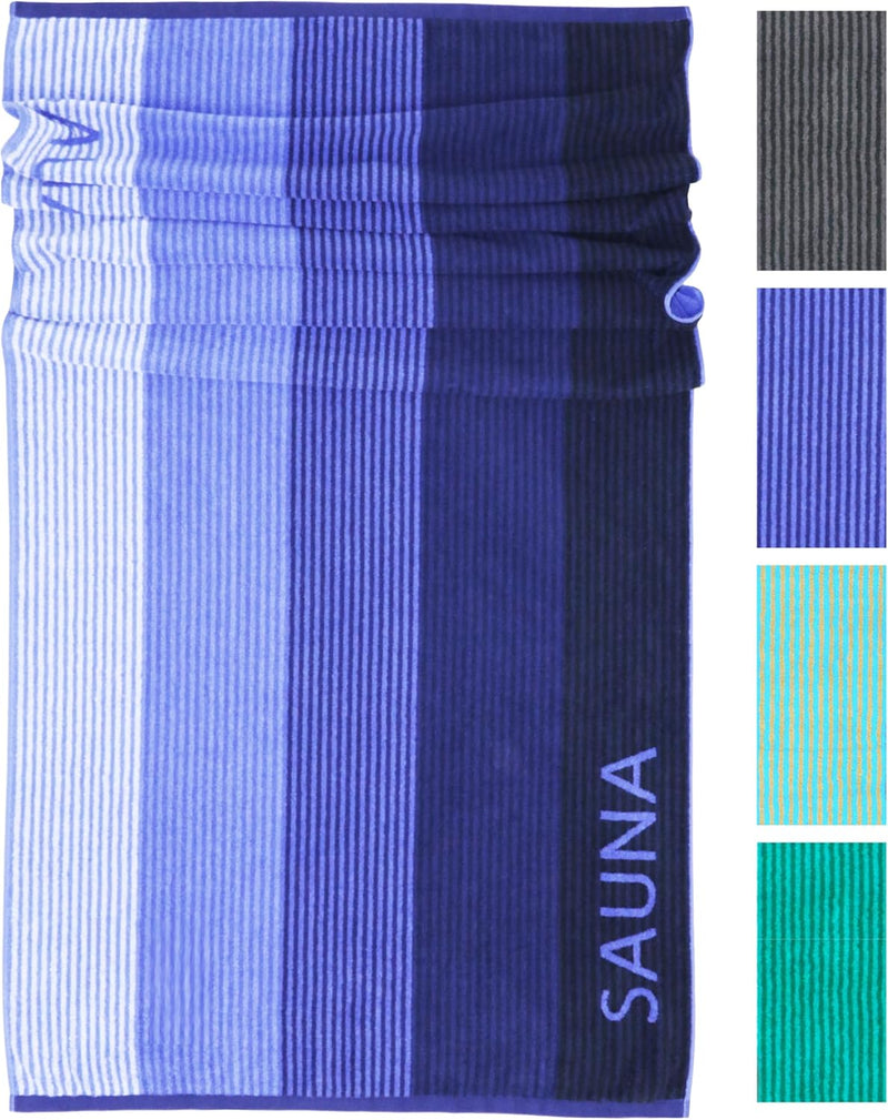 Lashuma Saunatuch Helsinki, Blau - Schwarz, Hochwertiges XXL Handtuch, Badehandtuch Strandtuch 85x20