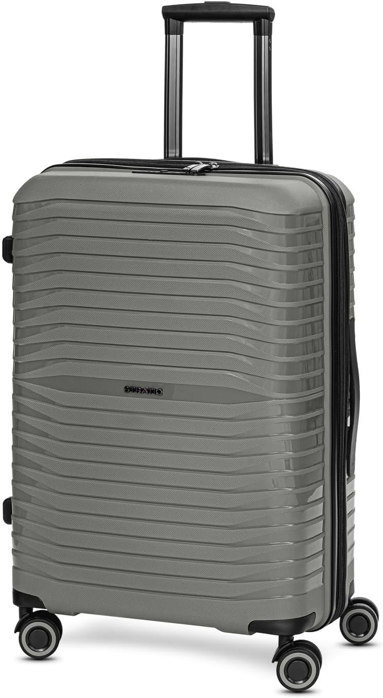Stratic Shine Koffer gross | Trolley mit 4 360° Drehbare Rollen, Kreuzpackgurt, Dehnfalten, arretier