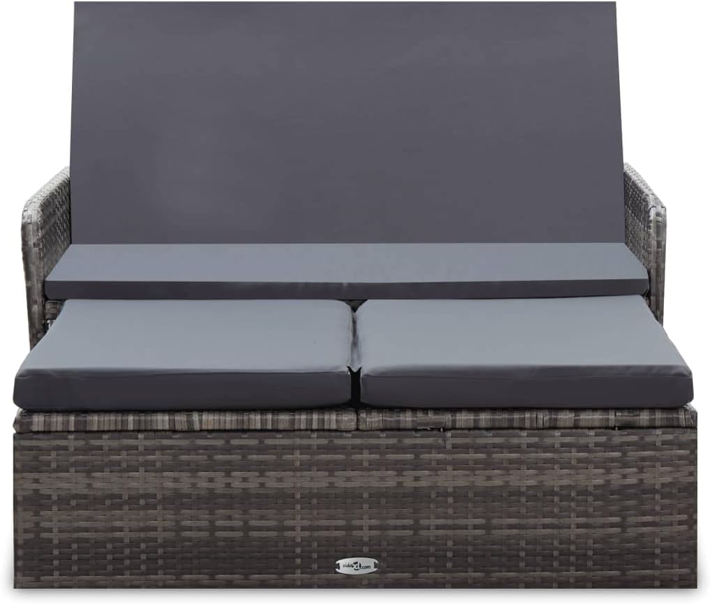 vidaXL Gartenmöbel 2-TLG. mit Auflagen Speicherfunktion Sitzgruppe Lounge Sofa Hocker Gartensofa Gar