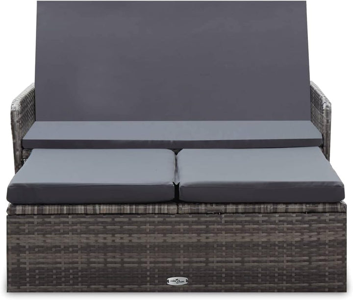 vidaXL Gartenmöbel 2-TLG. mit Auflagen Speicherfunktion Sitzgruppe Lounge Sofa Hocker Gartensofa Gar