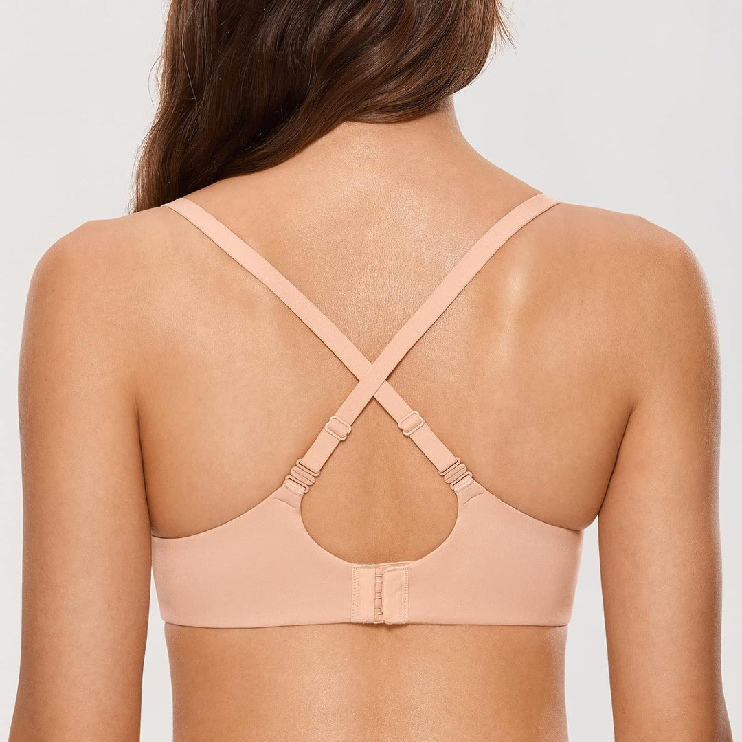 DOBREVA BH Damen ohne Bügel Push Up BHS Soft T Shirt Gepolstert Bustier Nahtlose Sleep 70C Blush Bei