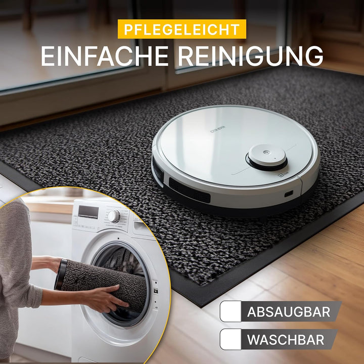 Entrando Fussmatte für aussen und innen - für Haustür, Flur, Büro - robust, rutschfest, waschbar, sa