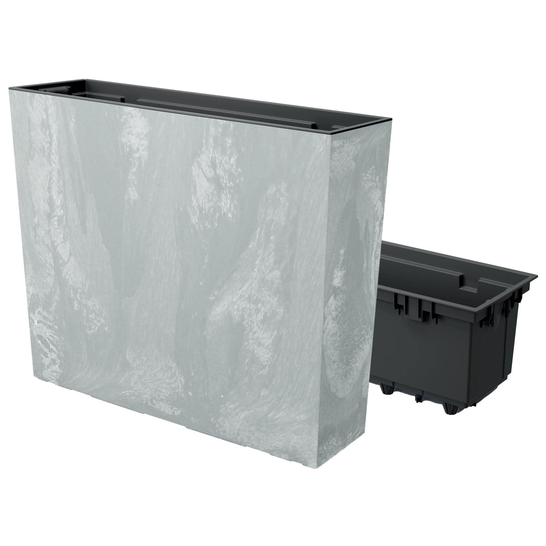 MELTOM Blumenkübel Blumenkasten mit Einsatz Quadratisch Beton Optik Farbe: Grau XL (BxH): 58 x 50 cm