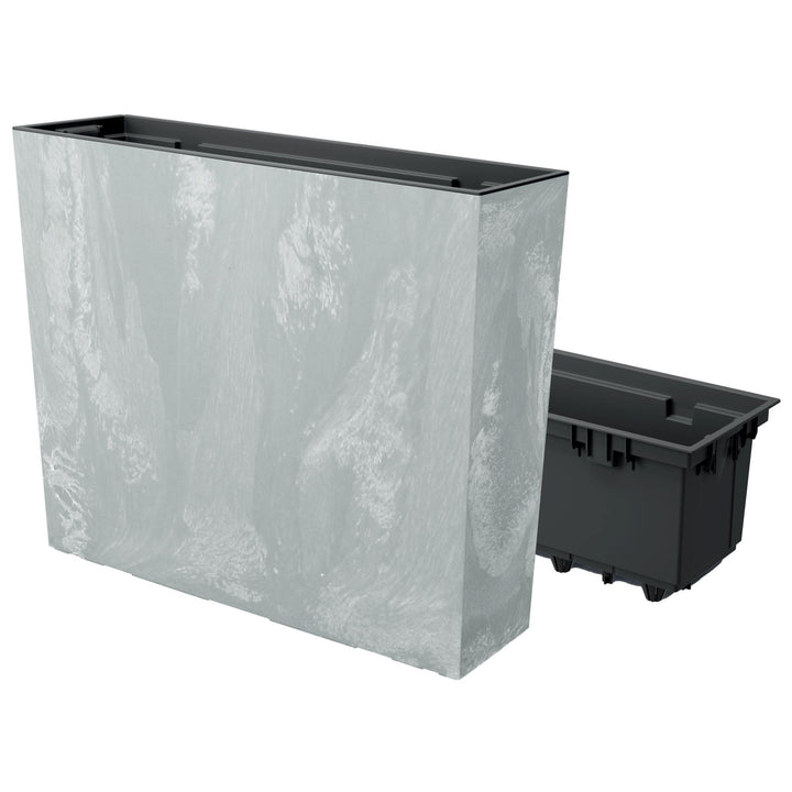 MELTOM Blumenkübel Blumenkasten mit Einsatz Quadratisch Beton Optik Farbe: Grau XL (BxH): 58 x 50 cm
