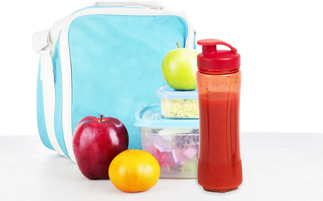 Bestron Smoothie Maker mit Mix-/Trinkbecher, 600 ml, 300 Watt, Rot Smoothie Maker + Trinkbecher Rot,