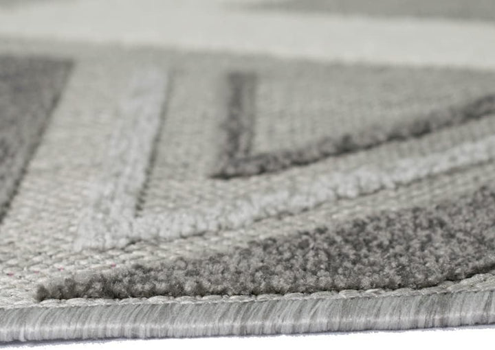 Teppich-Traum Sisal In- & Outdoor Teppich modernes 3D Dreiecksmuster abstrakt Creme grau Grösse 80x1