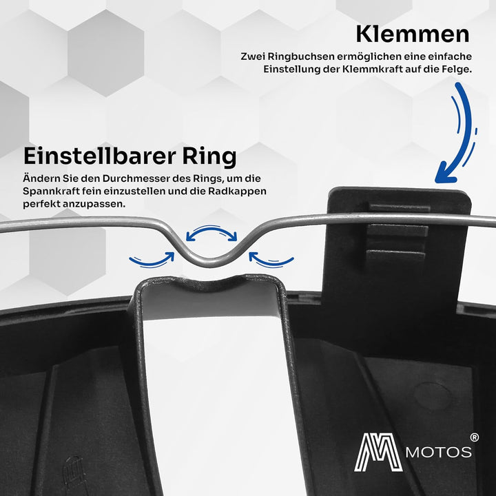 M MOTOS Set 4er Radkappen 13 Zoll - Lachen Sie über Kratzer mit diesen flexiblen, leichten Radkappen