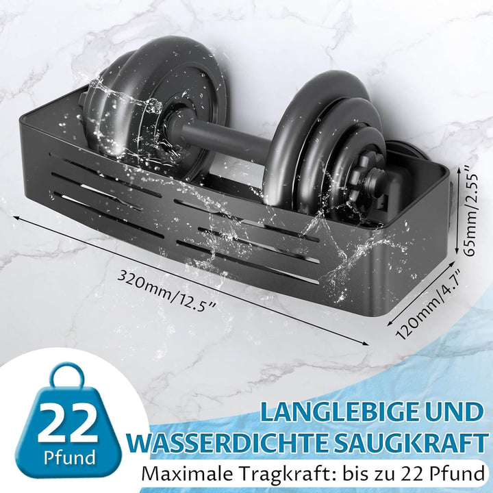 2 Stück Duschregal Ohne Bohren mit Saugnapf, Wasserdicht Badregal Abnehmbarer Bad-Organizer mit Hand