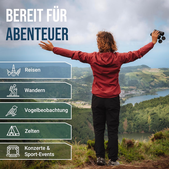 ZIRBITZ® HD Fernglas - Kompaktes und Leistungsstarkes Fernglas für Wandern, Vogelbeobachtung und Rei