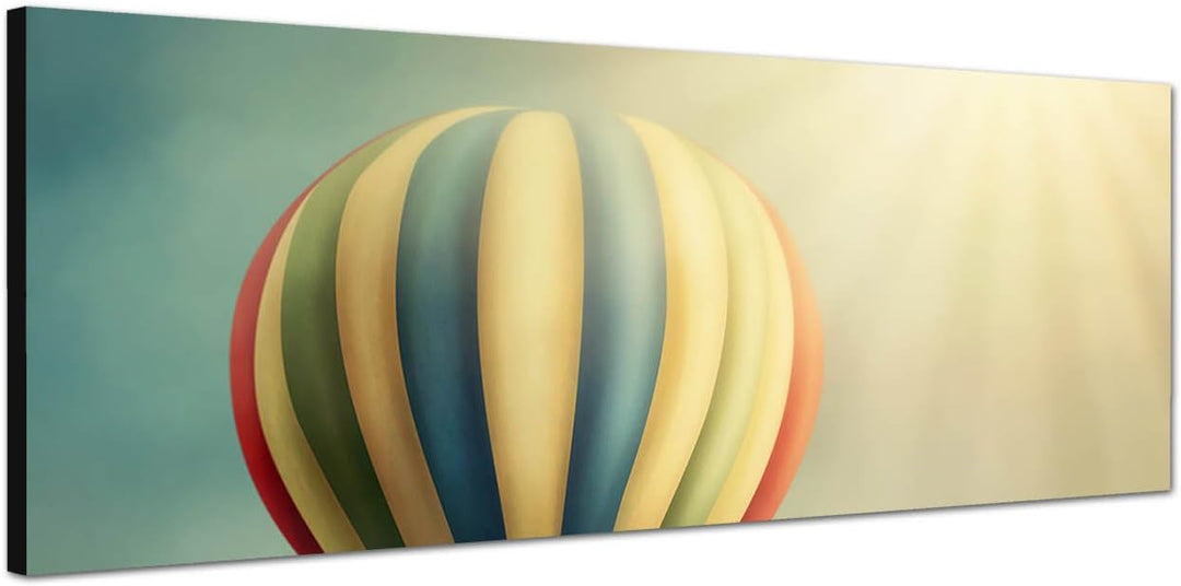 Paul Sinus Art Panoramabild auf Leinwand und Keilrahmen 120x40cm Heissluftballon Himmel Wolken Sonne