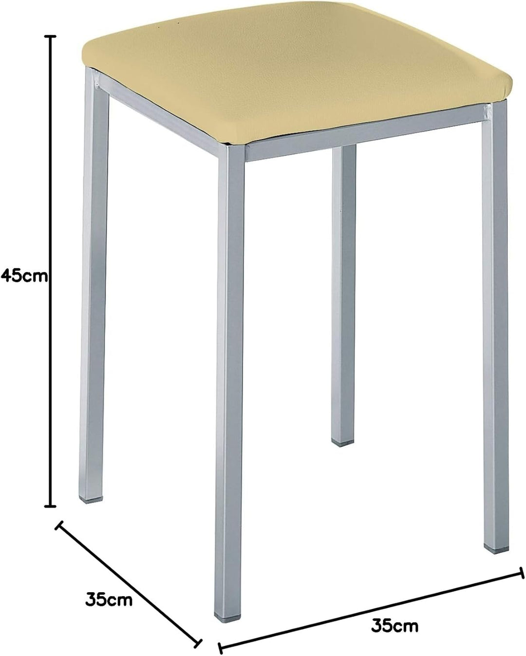 ASTIMESA - Gepolsterter Küchenhocker - Solide und Feste Struktur - Gestell Farbe Aluminium und Sitzf