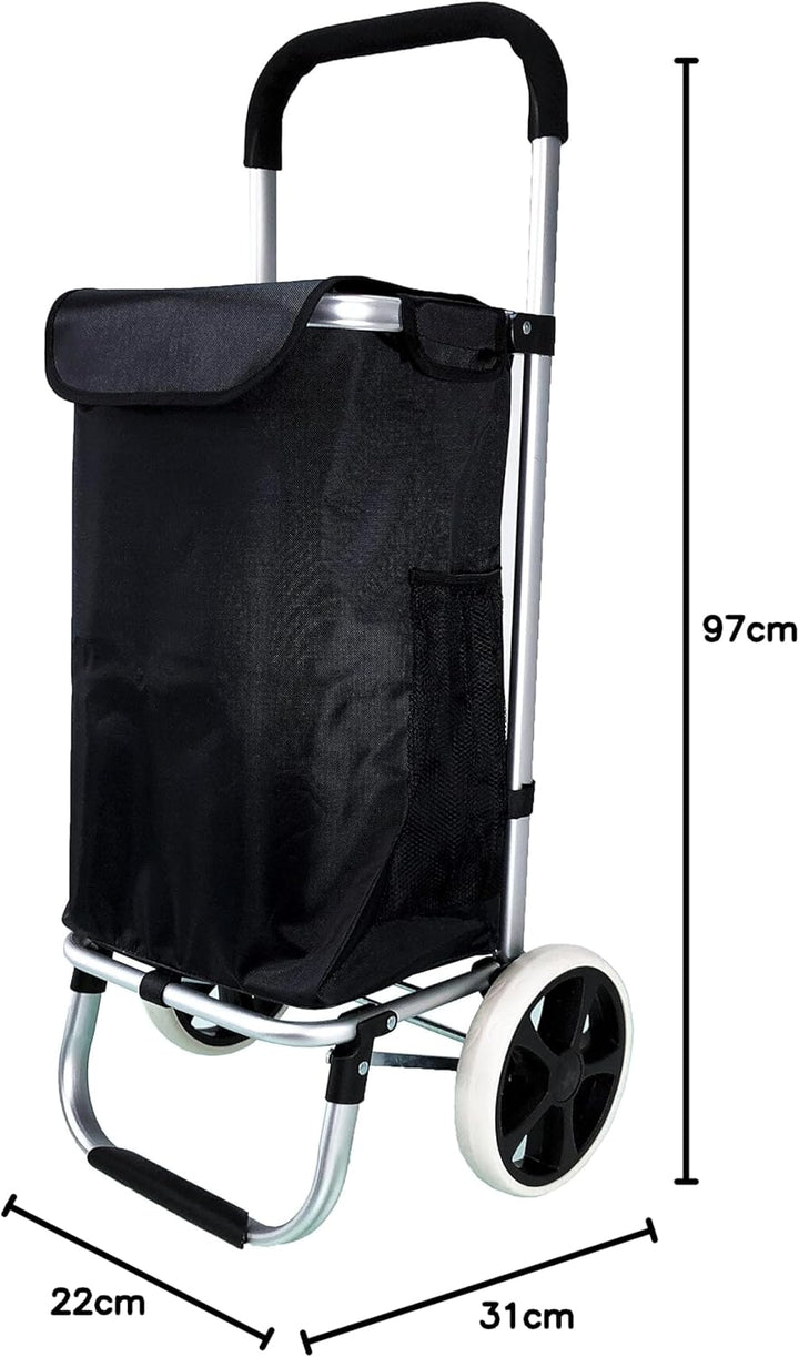Alu Trolley Einkaufstrolley Tasche Einskaufsroller Einkaufswagen (Schwarz), Schwarz