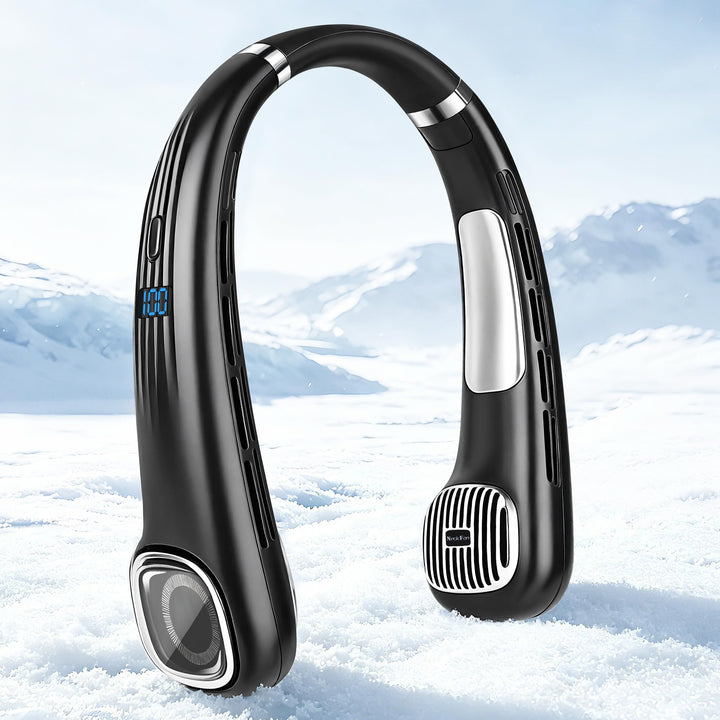 USB Ventilator Hals Akku Leise Stark mit LCD, Nackenventilator Tragbarer Klein 5 Stufen 360° Verstel