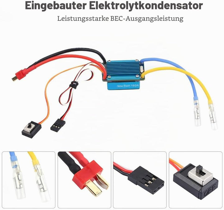 Rc Waterproof Esc, Rc Fahrtenregler, Bidirektionaler Betriebsmodus 3s 160a Brushed Esc Waterproof El