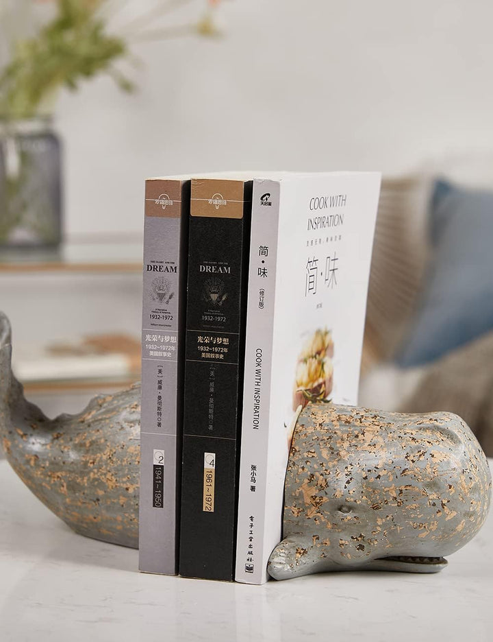 HAUCOZE Delphin Buchstützen Modern Skulpturen Arts Ozean Dekor Geschenk Polyresin 24cm