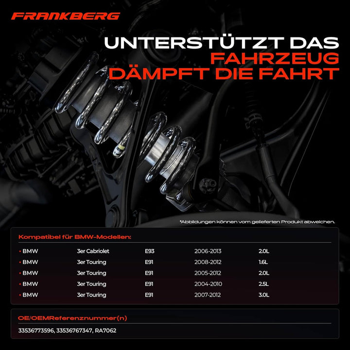 Frankberg 2x Federn Fahrwerksfeder Hinterachse Kompatibel mit 3er Cabriolet E93 2006-2013 3er Tourin