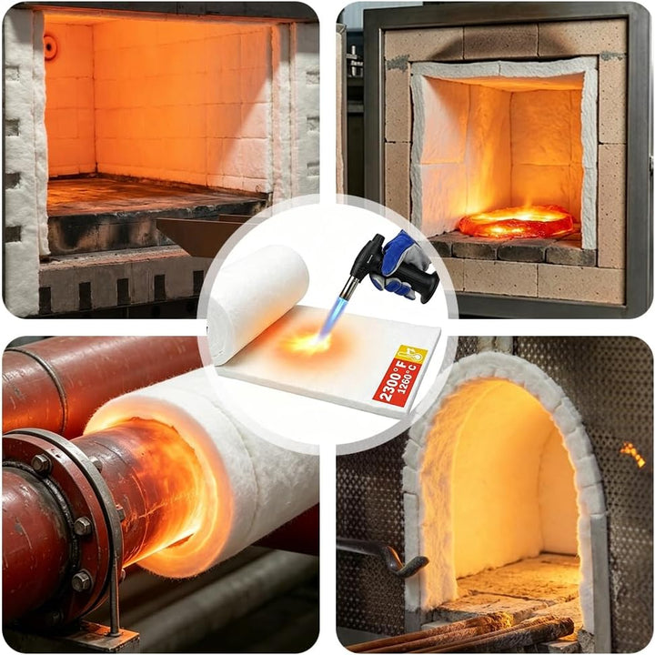 Keramikfaser Isolierdecke Feuerfest bis 1260 °C, 61x40x2,54 cm