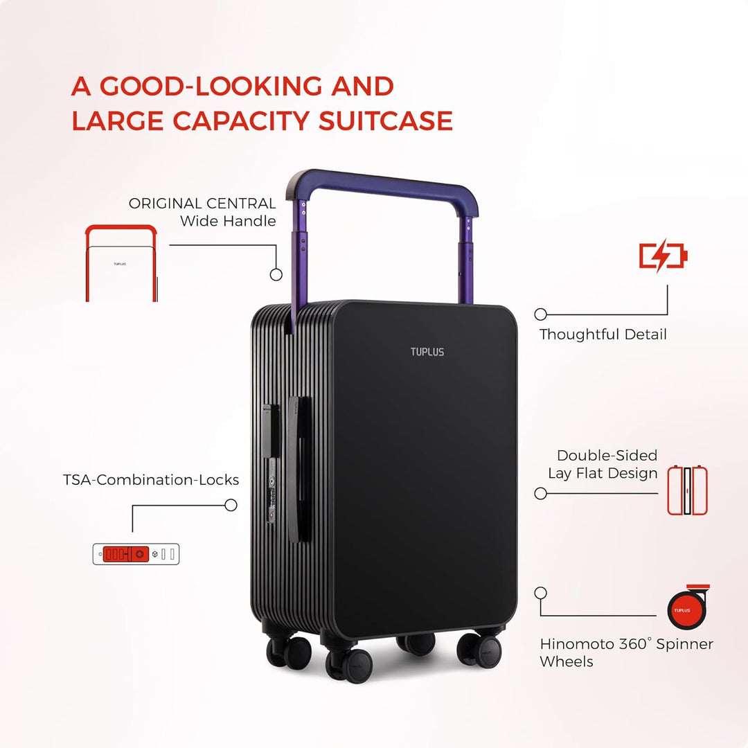 TUPLUS Koffer Trolley ABS Reisekoffer mit 4 Rollen Handgepäck Hartschale Rollkoffer Mittelgross, Bal