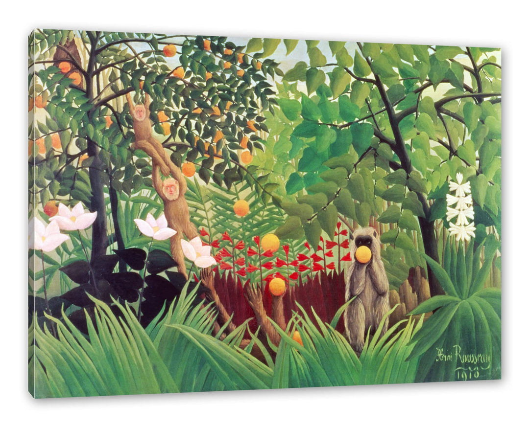 Generisch Henri Rousseau - Exotische Landschaft als Leinwandbild / Grösse: 100x70 cm / Wandbild / Ku