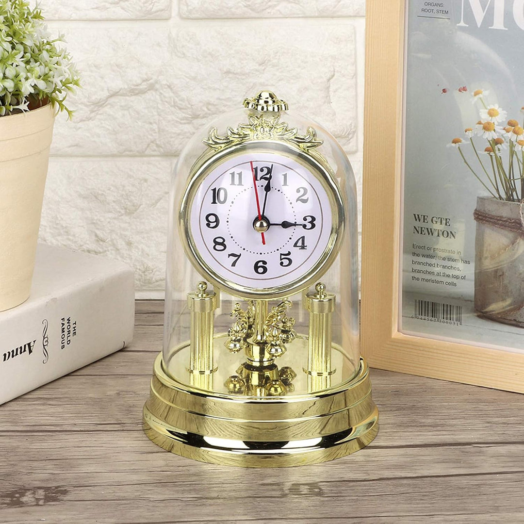 Wakects Europäische Retro-Stil Wohnzimmer Silent Uhr 11 x 17 cm Gold Kaminuhren batteriebetrieben Vi