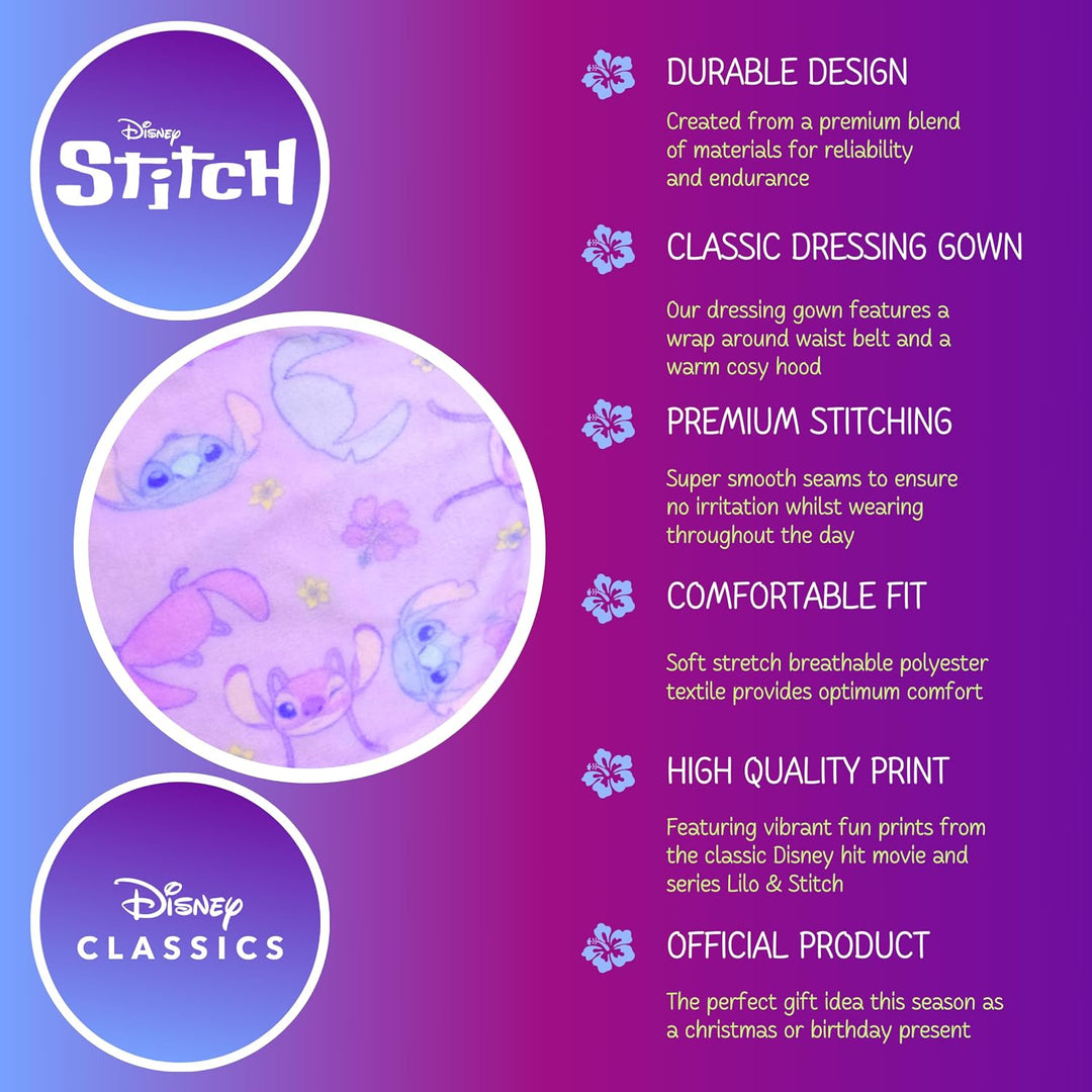 Disney Stitch Bademantel für Mädchen, Warmer und Weicher Fleece Morgenmantel Geschenk für Mädchen, G