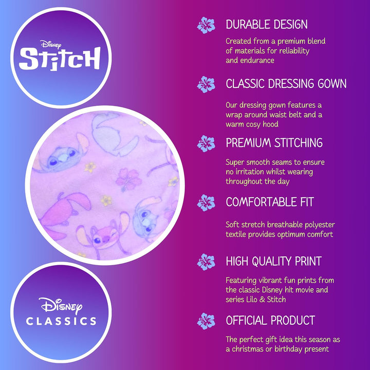 Disney Stitch Bademantel für Mädchen, Warmer und Weicher Fleece Morgenmantel Geschenk für Mädchen, G