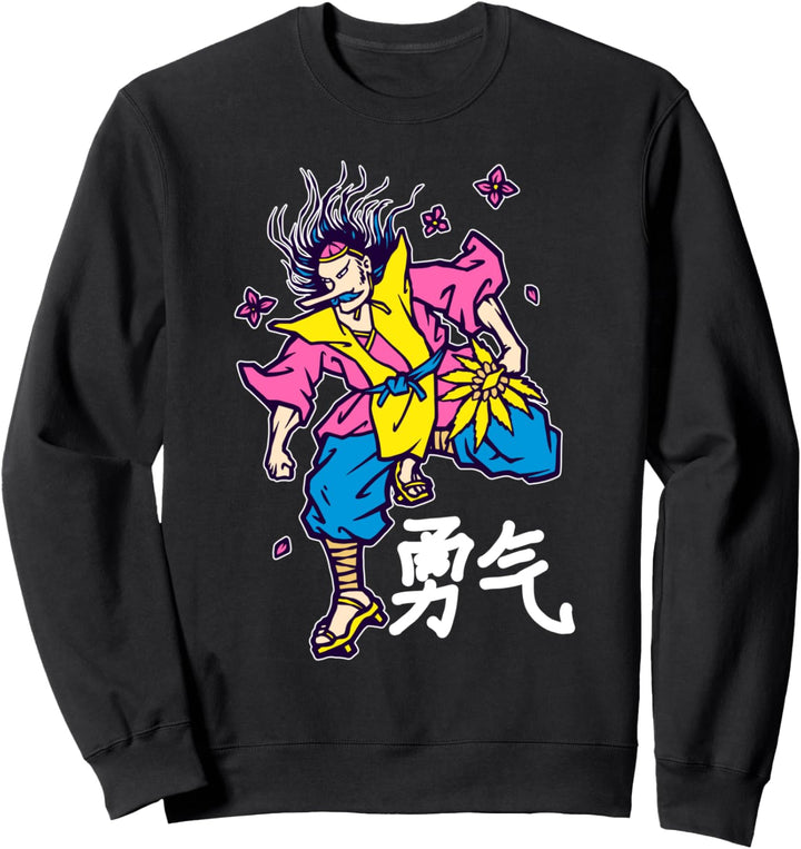 Tengu Langnasen-Maske Omen Japanische Traditionelle Kunst Kanji Sweatshirt