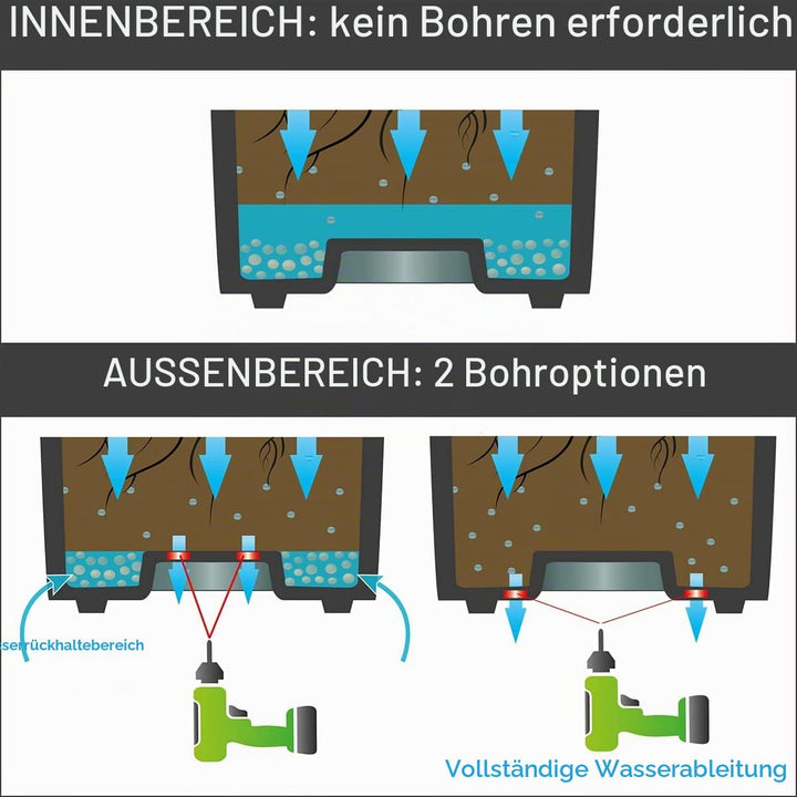 EDA - Übertopf, quadratisch, 50 cm, Volcania, 57 l, Steinoptik, doppelwandig, Wasserspeicherzone – 4