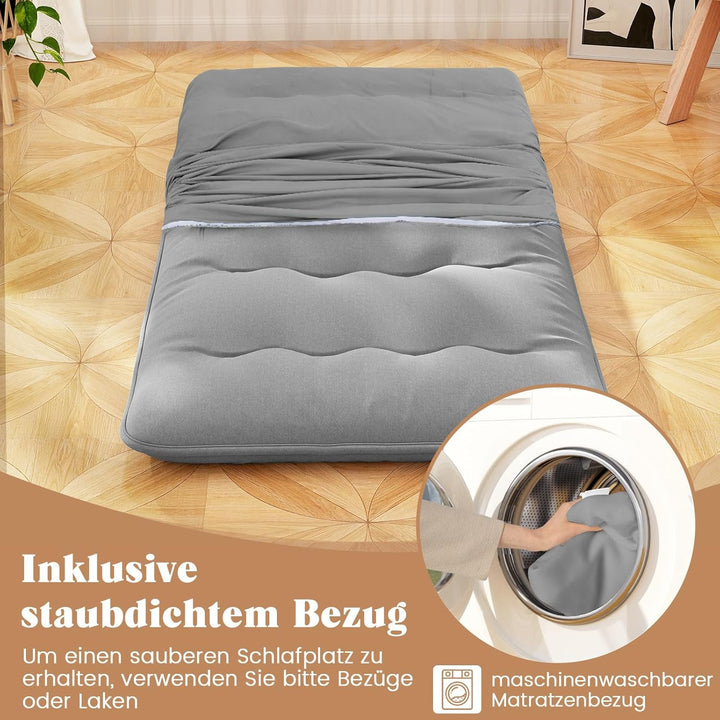 COSTWAY Japanische Futon Matratze, Tatami-Matte, Bodenmatratze, Klappmatratze mit waschbarem Bezug,