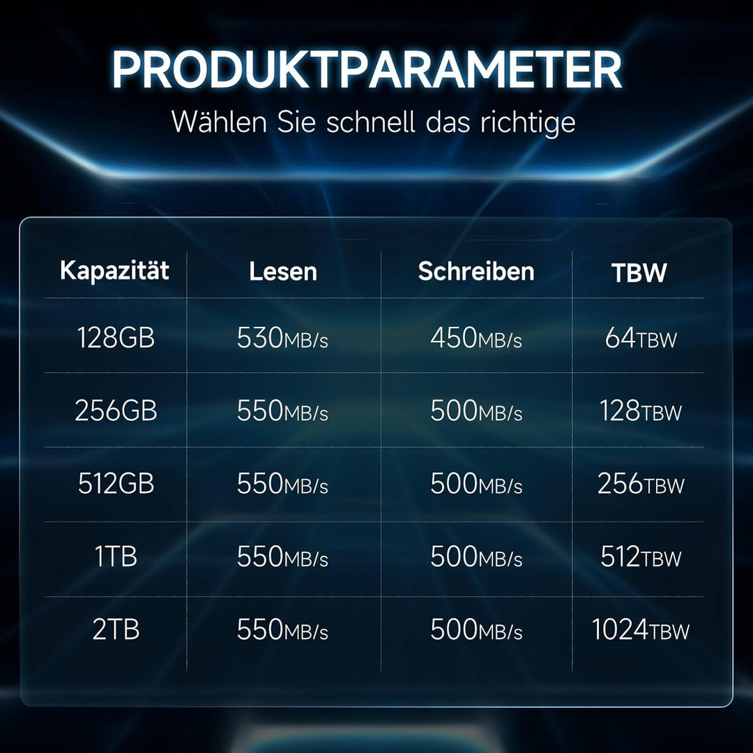fanxiang SATA SSD 250GB Interne Festplatte SATA III 2.5 Zoll, 550MB/s Lesen, 500MB/s Schreiben, mit