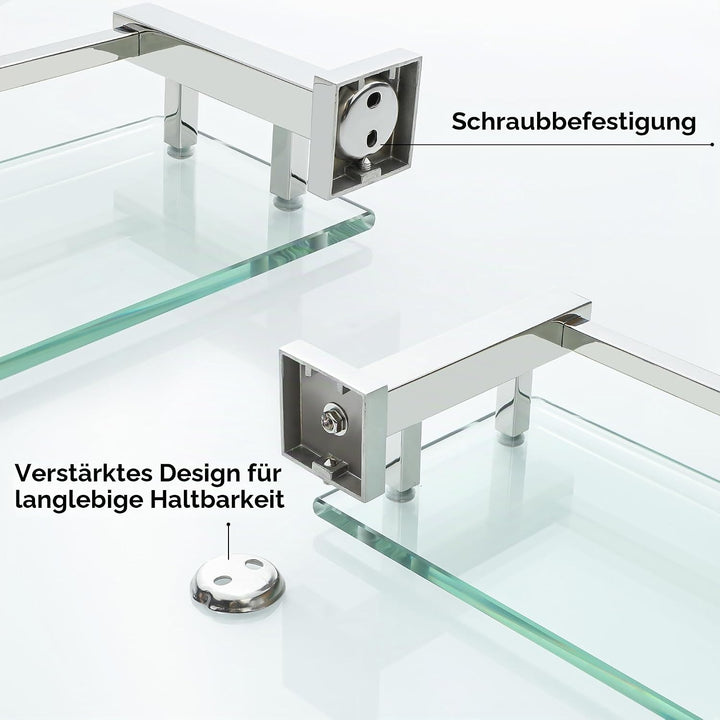 SAYAYO Duschablage Edelstahl, Duschregal Chrom Glasregal Badezimmer Regal Duschkorb Shampoo Halterun