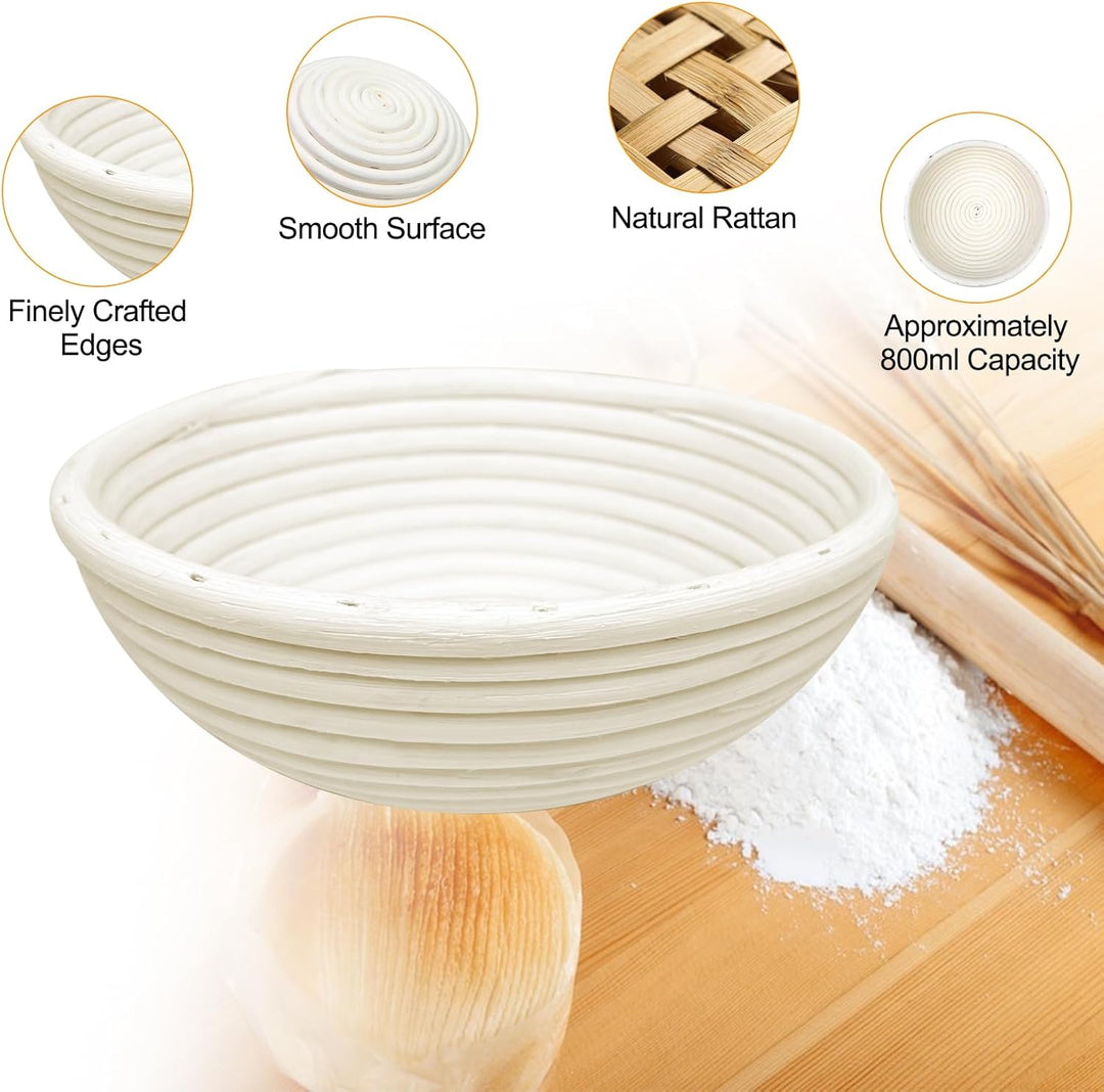 Gärkörbchen für Brot, Gärkorb Rund 22 cm, Brot Backen Zubehör, Banneton Gärkörbe Set, Bread Proofing
