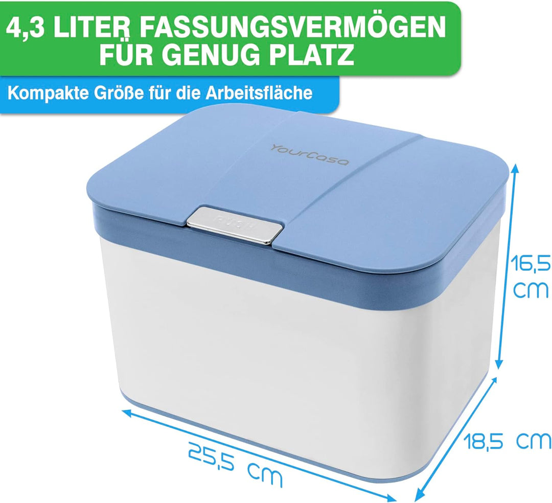 YourCasa® Biomülleimer Küche aus Edelstahl - 4,3L - Komposteimer Küche klein für alltäglichen Biomül