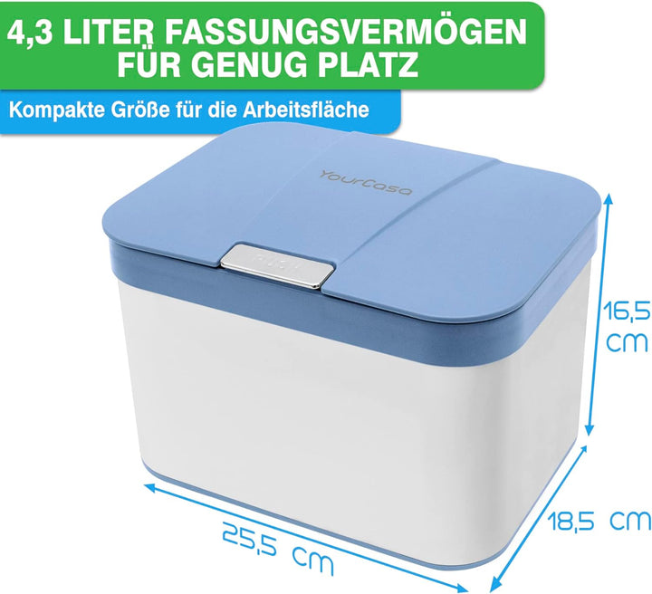 YourCasa® Biomülleimer Küche aus Edelstahl - 4,3L - Komposteimer Küche klein für alltäglichen Biomül