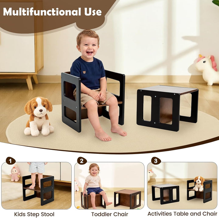 FUNLIO Höhenverstellbarer Montessori Entwöhnungsstuhl für Alter 1-3, Qualitätsstuhl aus Massivholz,