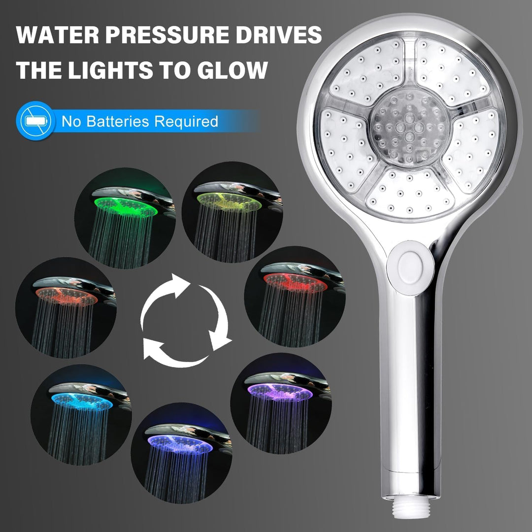 Duschkopf, beleuchtet, 7 Farben, LED-Duschkopf, 3 Modi, Handbrause, nur LED, 12,5 cm, beleuchtete Fa