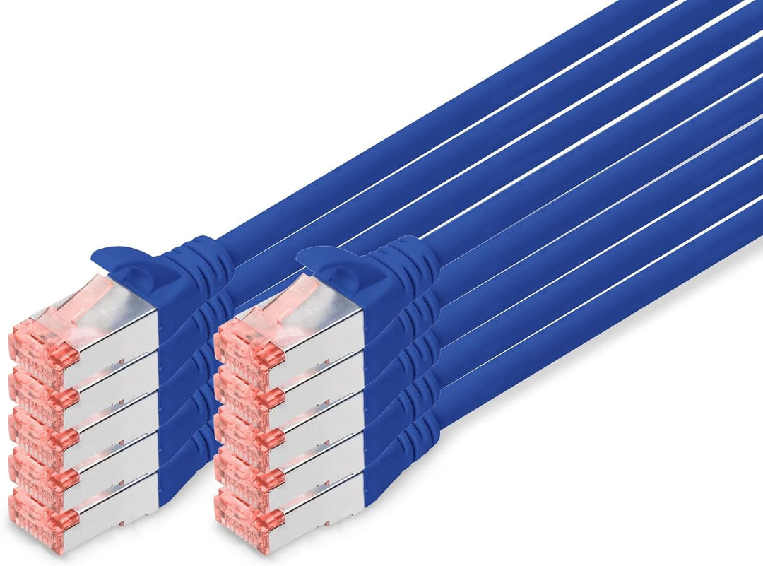 DIGITUS LAN Kabel Cat 6 - 2m - 10 Stück - RJ45 Netzwerkkabel - S/FTP Geschirmt - Kompatibel zu Cat 6
