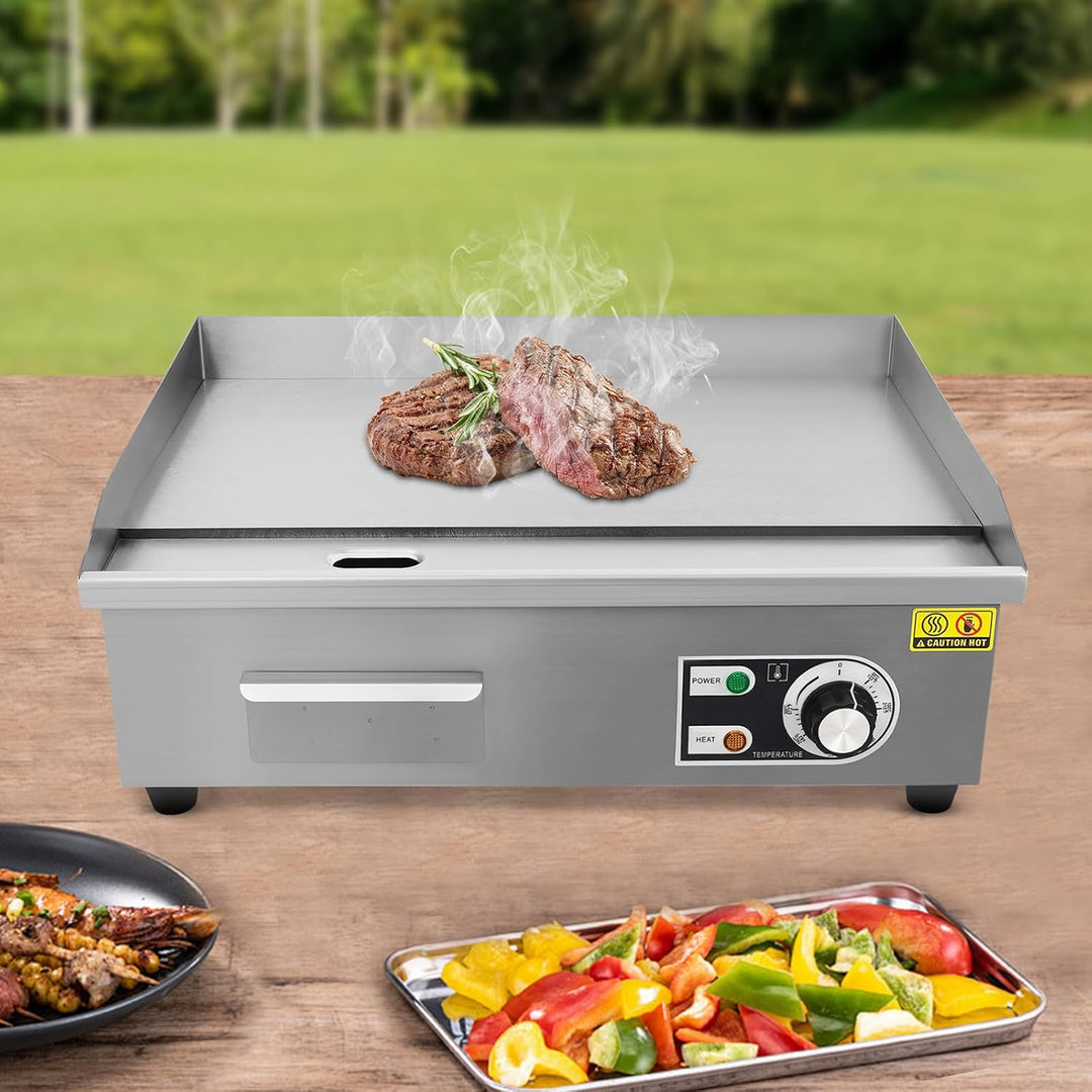 Grillplatte Elektrisch, 3000W Kommerzielle Elektrische Grillplatte - 55 x 30cm Verdickte Edelstahl-E