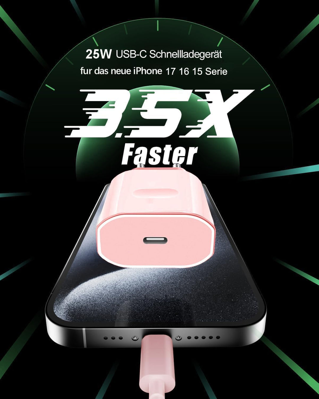 USB C Ladegerät Ladekabel für iPhone 17 16 16e 15/17 16 15 Pro/17 16 15 Pro Max/Plus,2Pack 25W USB C