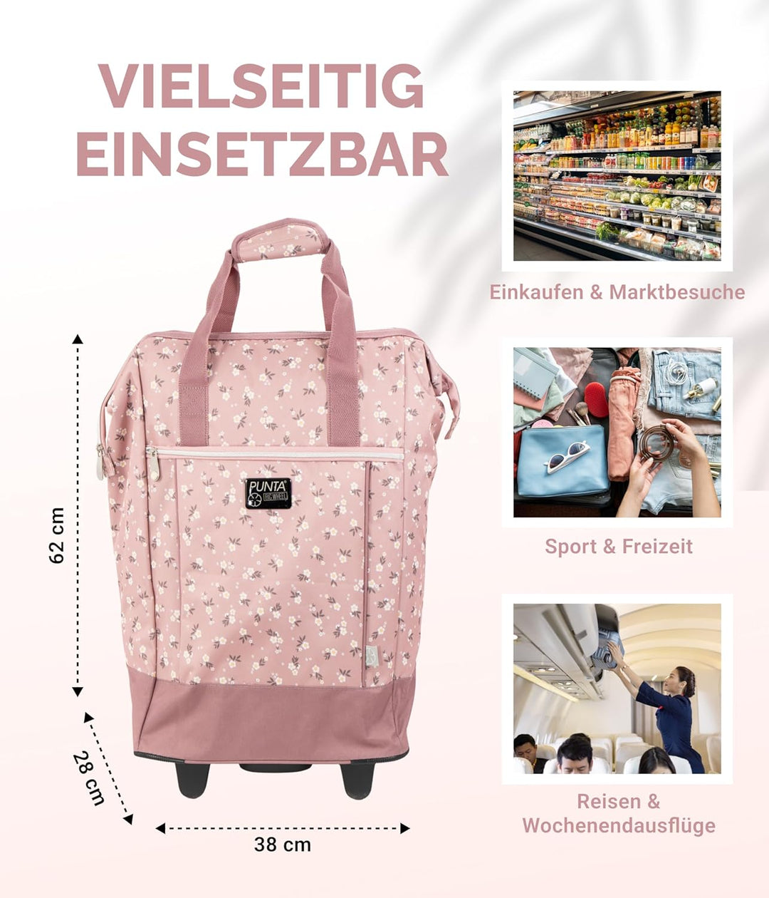 Punta® Einkaufstrolley Big Wheel 40L | grosser & Stabiler Einkaufsroller mit XL-Rädern | leise & lei