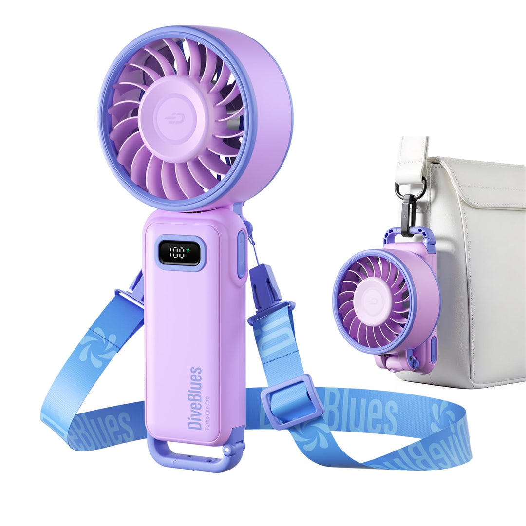 Diveblues Handventilator Tragbarer Turbo-Ventilator mit 100 Stufen und 7.4m/s Starkem Luftstrom, 180